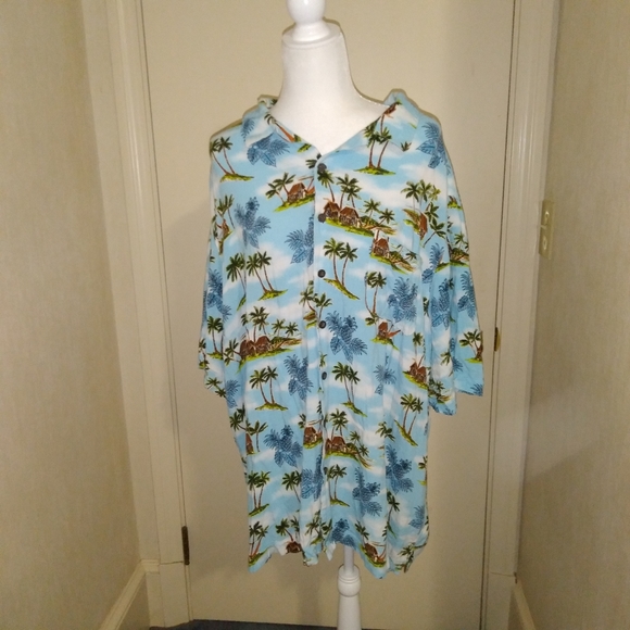 George Palm Tree Print Tall Button Down Shirt - Picture 1 of 7